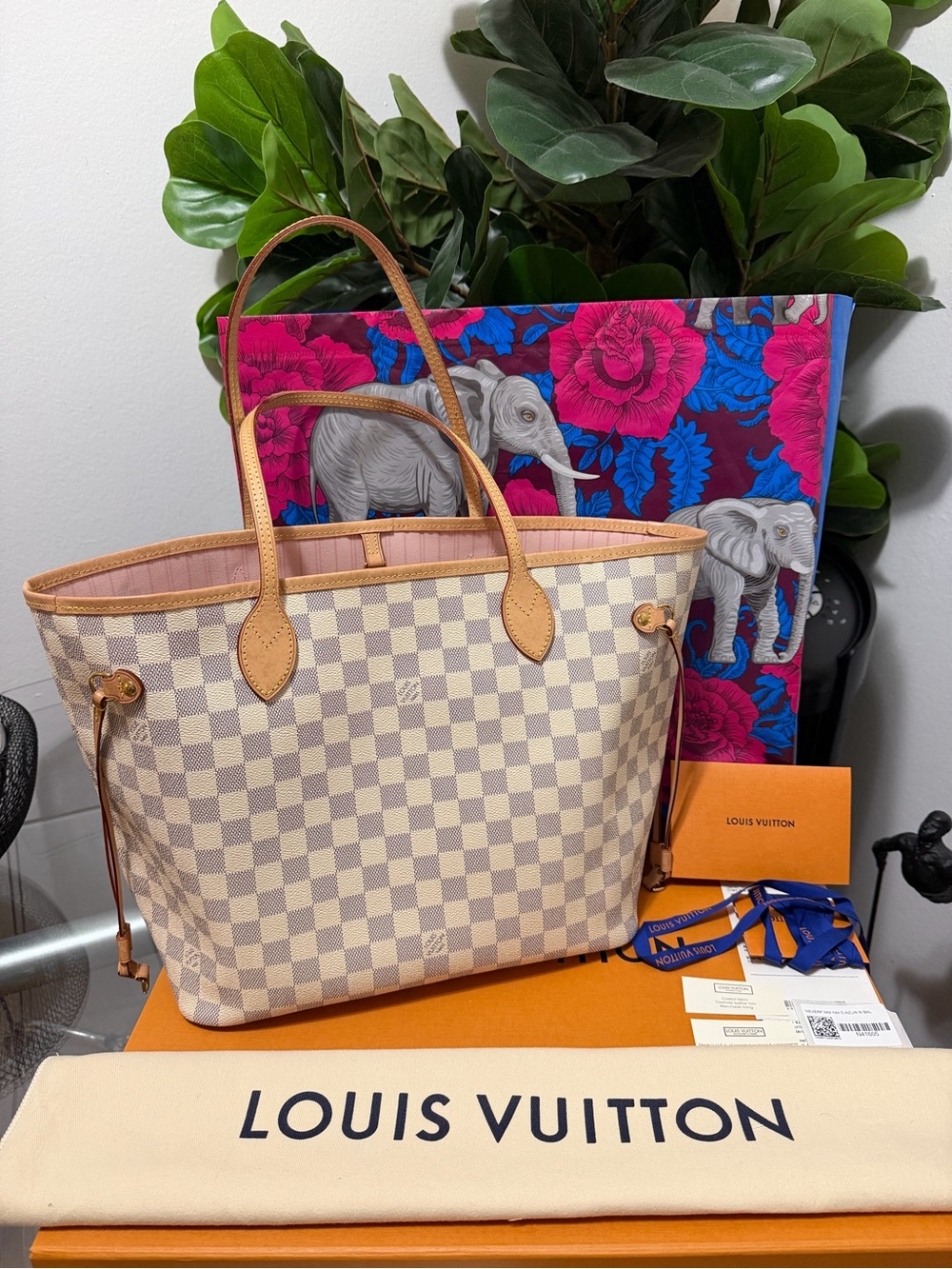 Louis Vuitton Damier Azur Canvas Rose Ballerine Interior